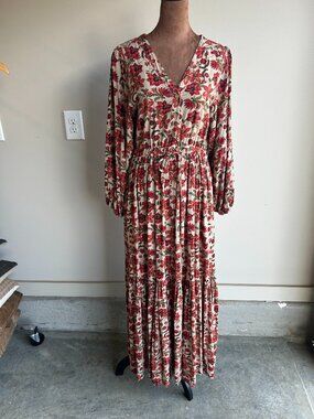 Jackson Rowe Floral Maxi Dress Button Front